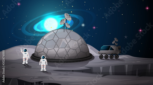 Space camp on planet scene