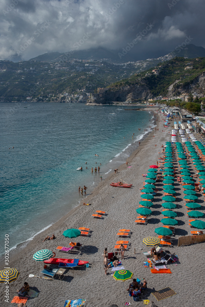 Amalfi coast Italy. Salerno region. Mediterranean. Beach. Tourism. Leisure.