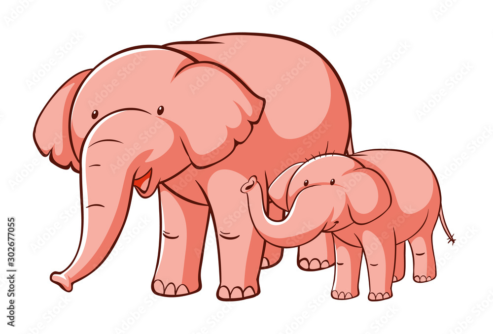 Fototapeta premium Pink elephants on white background
