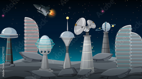 City in space scene