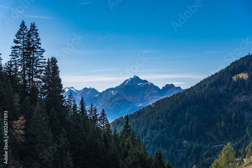 view from navistal to stubai alps, serles peak, tyrol, austria