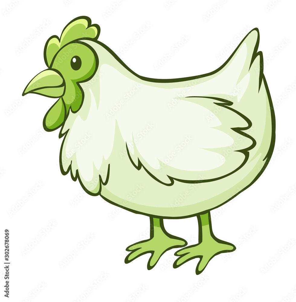 Green chicken on white background Green chicken on white background