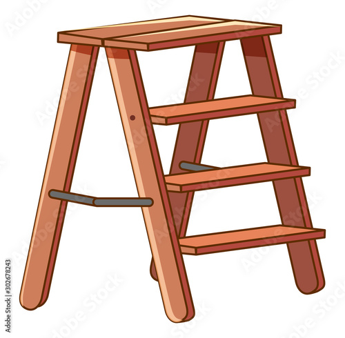 Wooden stairs on white background