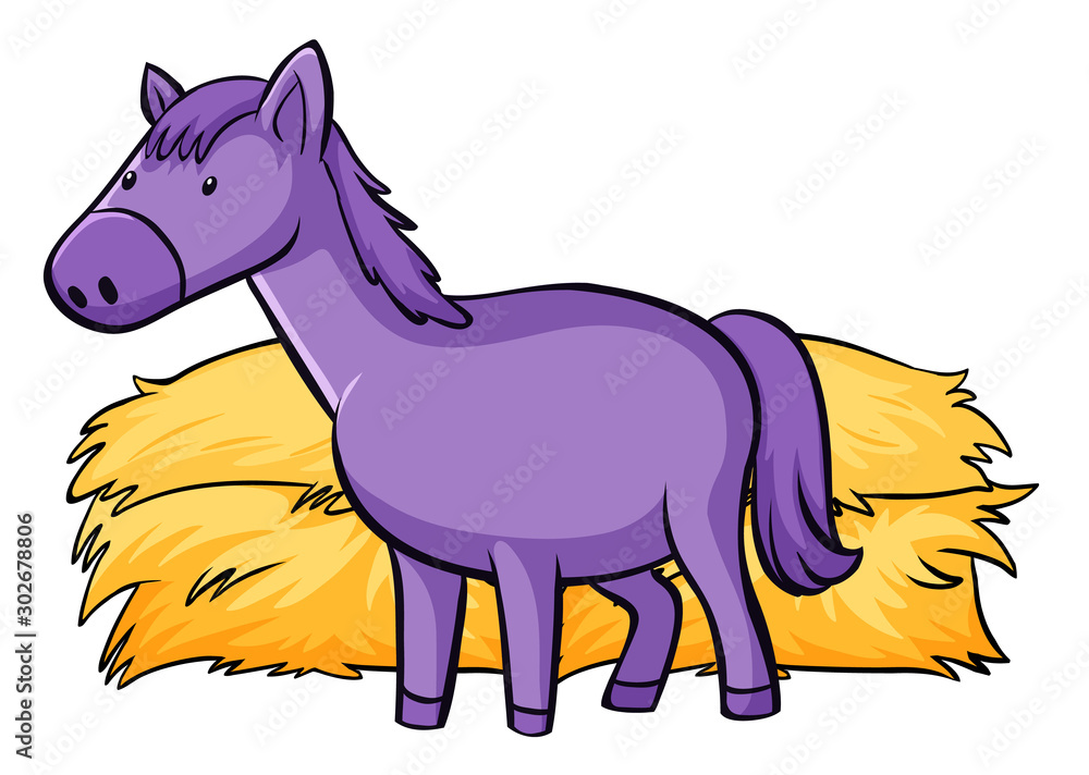 Purple horse on white background
