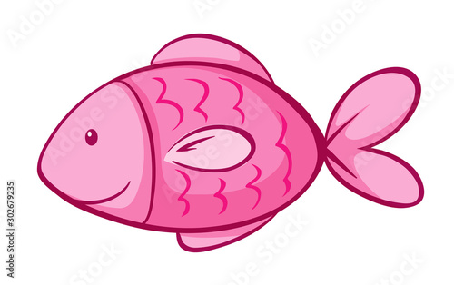 Pink fish on white background