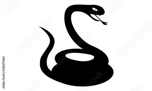 Snake hissing silhouette / Vector