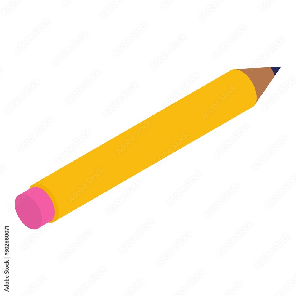 Yellow pencil icon. Isometric of yellow pencil vector icon for web design isolated on white background Yellow pencil icon. Isometric of yellow pencil vector icon for web design isolated on white background
