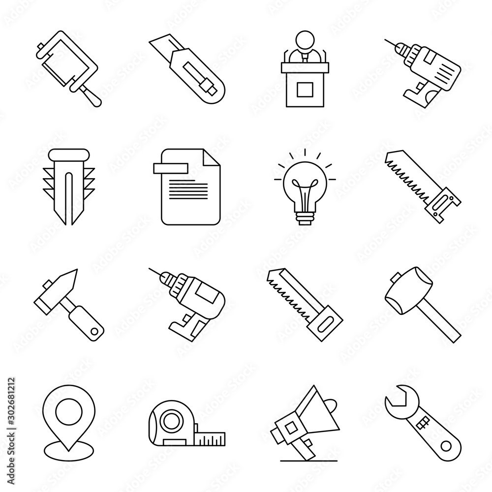 Fototapeta premium Set of Universal Pixel Perfect Icons