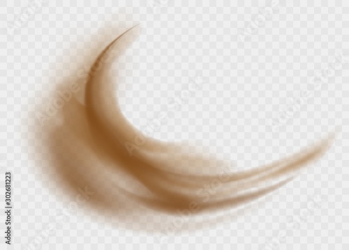 Dust cloud isolated on a transparent background. Brown sandstorm explosion in desert concept. Dirty sandy cloud vector illustration.