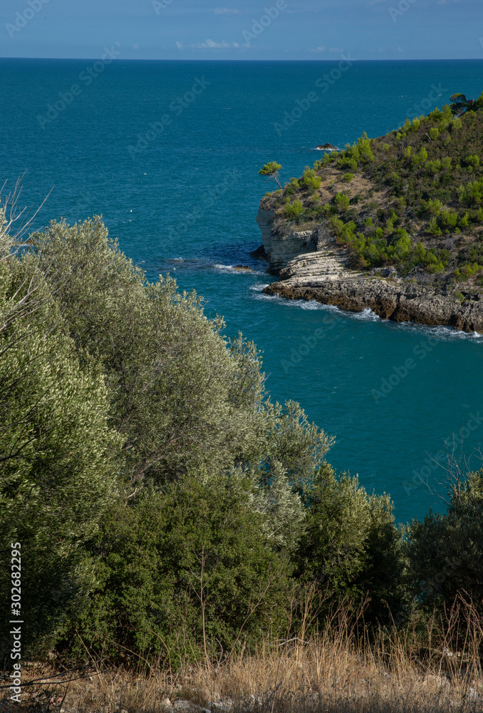 Vieste. Santa Tecla national Park. Apulia. Italy. Adriatic Sea. Coast.  Bay