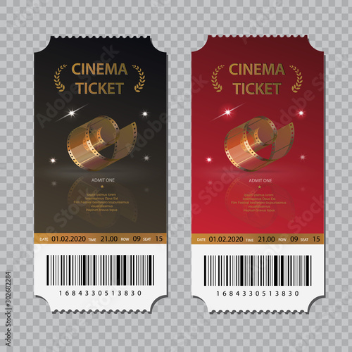 Cinema tickets isolated set. Templates for festival, theatre or event.