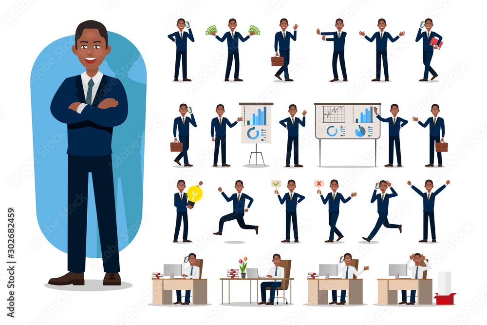 Set of Business man character design. Vector illustration. Set of Business man character design. Vector illustration.