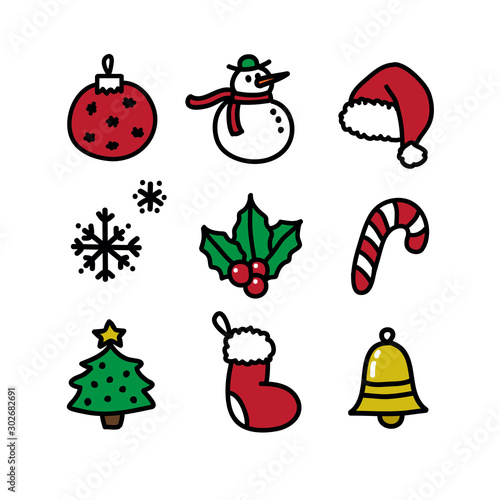 Christmas doodle icon, vector illustration