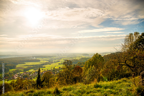 Panoramic view to the south of Germany direction Stuttgart