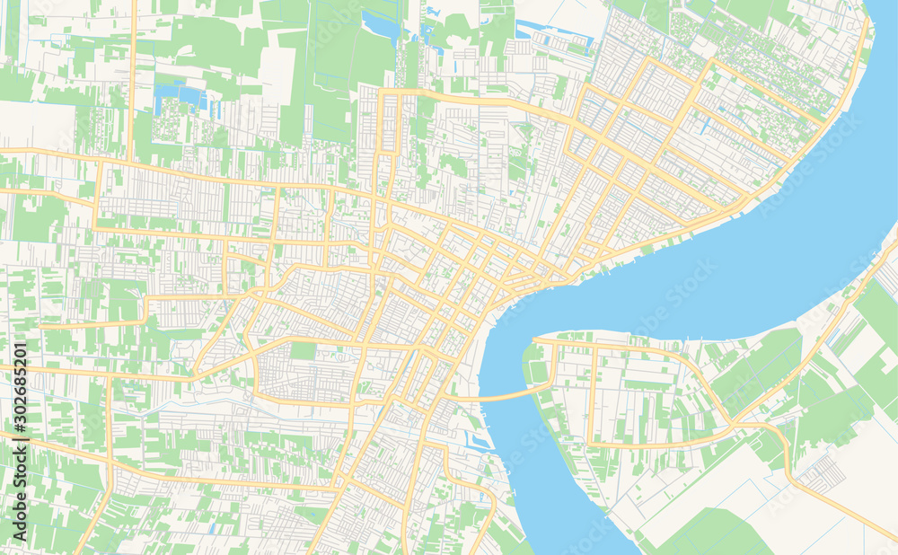 Fototapeta premium Printable street map of Paramaribo, Suriname