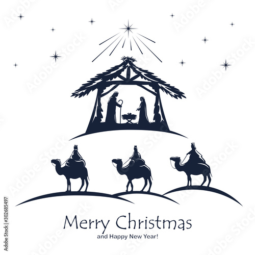 Christian Christmas on White Background