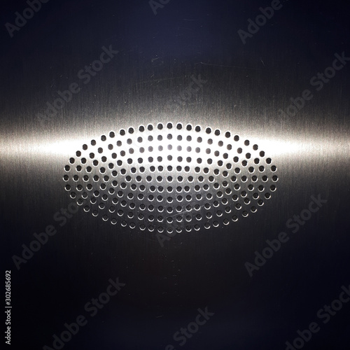 intercom in the elevator. metal. shine. Gray