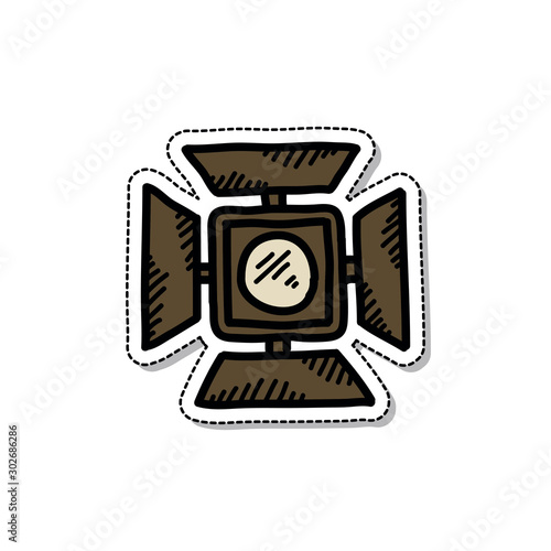 cinematic lighting equipment doodle icon, vector illustration