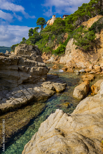Seascape of resort area of the Costa Brava near town Lloret de Mar in Spain