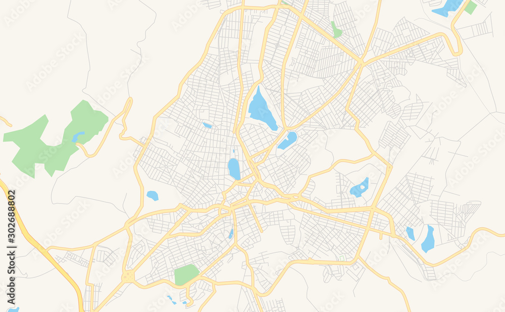 Printable street map of Sete Lagoas, Brazil