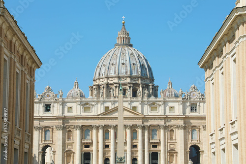 St. Peter Basilica from Via della Conciliazione Avenue, Rome.