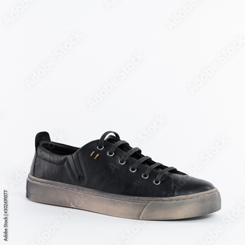 Classic Low Black Womens Leather Sneakers with Laces