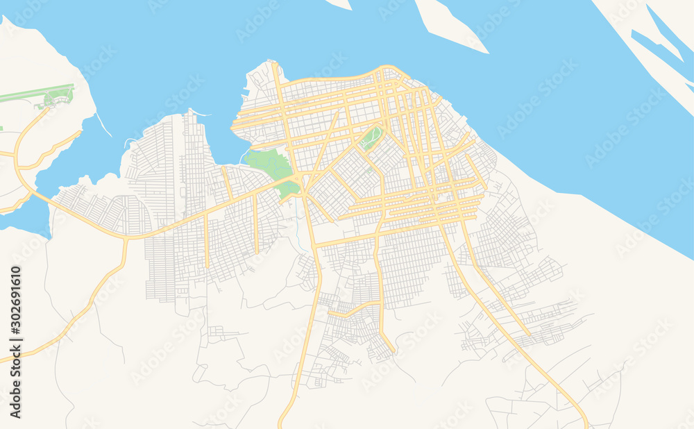 Printable street map of Santarem, Brazil