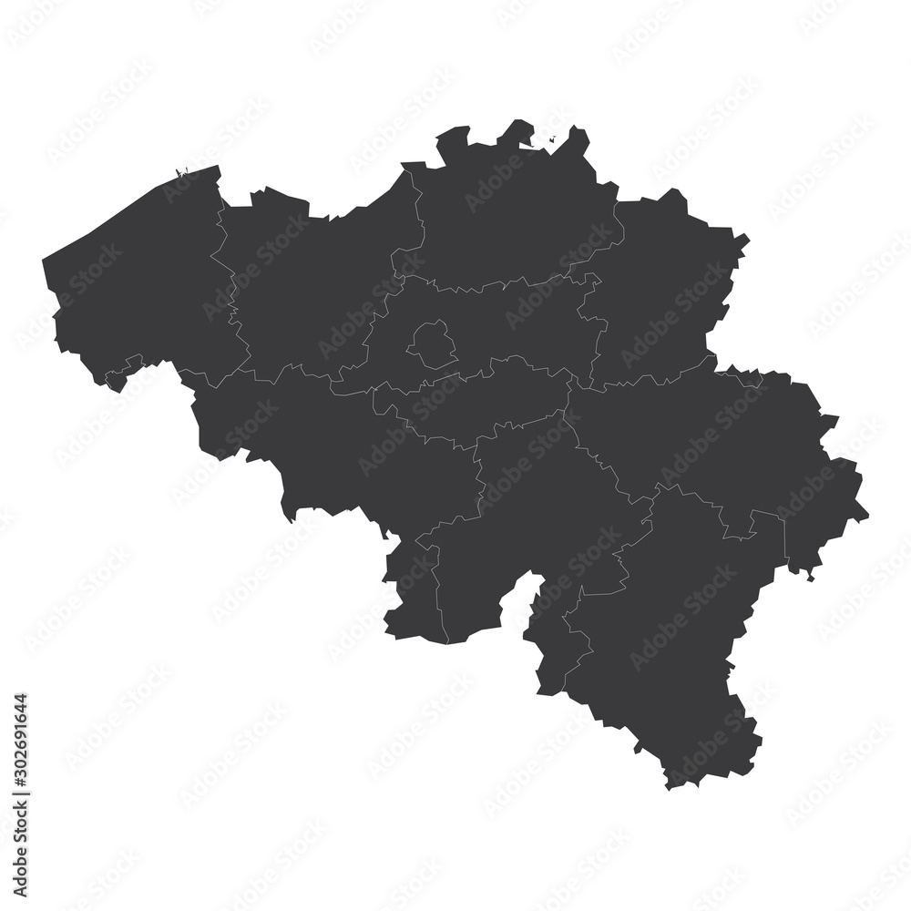 Fototapeta premium Belgium map on white background vector, Belgium Map Outline Shape Black on White Vector Illustration, High detailed black illustration map -Belgium.