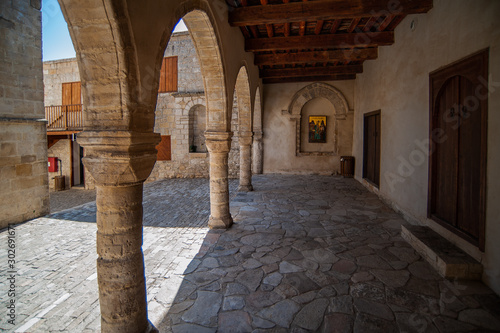 The monastery in Omodos arose in the first centuries of the Christian era. Here is kept a particle of the Cross-of the Lord. The modern architectural ensemble has been preserved since the 17th century