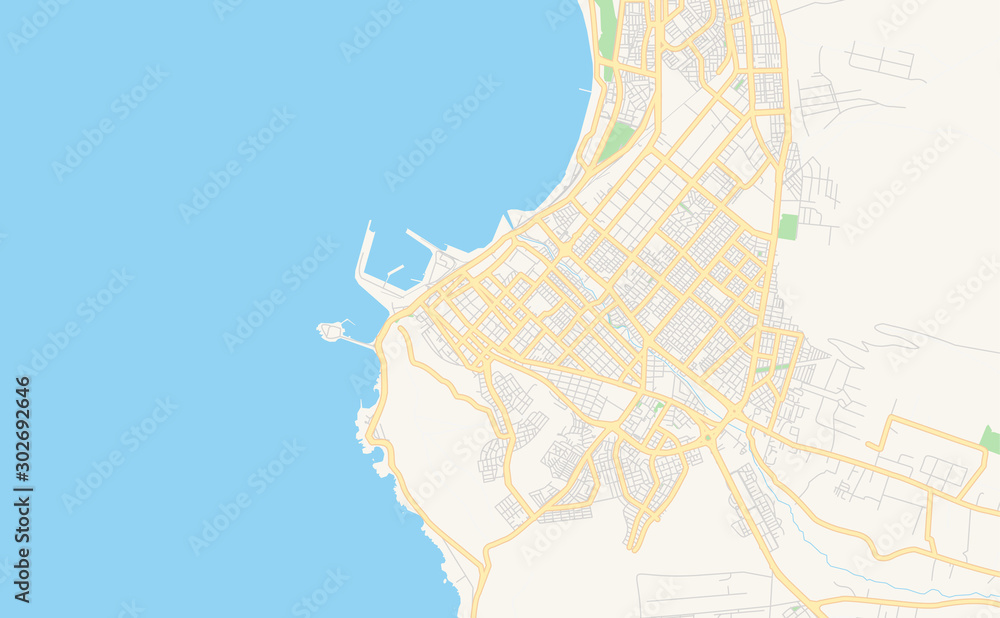 Fototapeta premium Printable street map of Arica, Chile