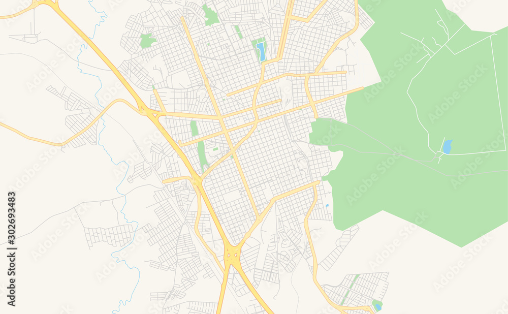 Printable street map of Rio Claro, Brazil