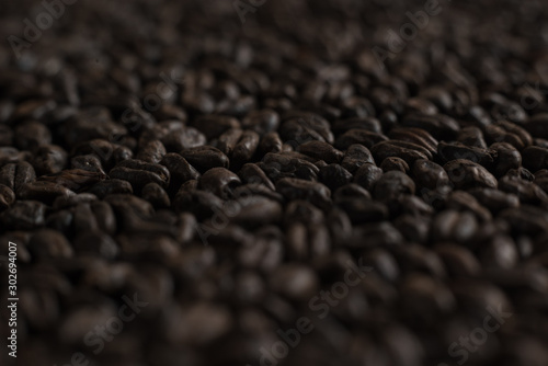 Wheat chocolat for alcohol production. Roasted wheat macro background. Depth of field