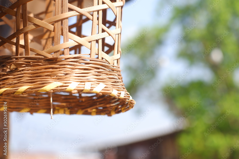 Hang decorations bell shape made from bamboo. Hang decorations bell shape made from bamboo.