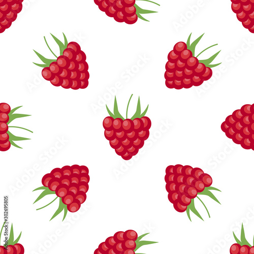 Vector raspberry pattern. Raspberry red seamless background
