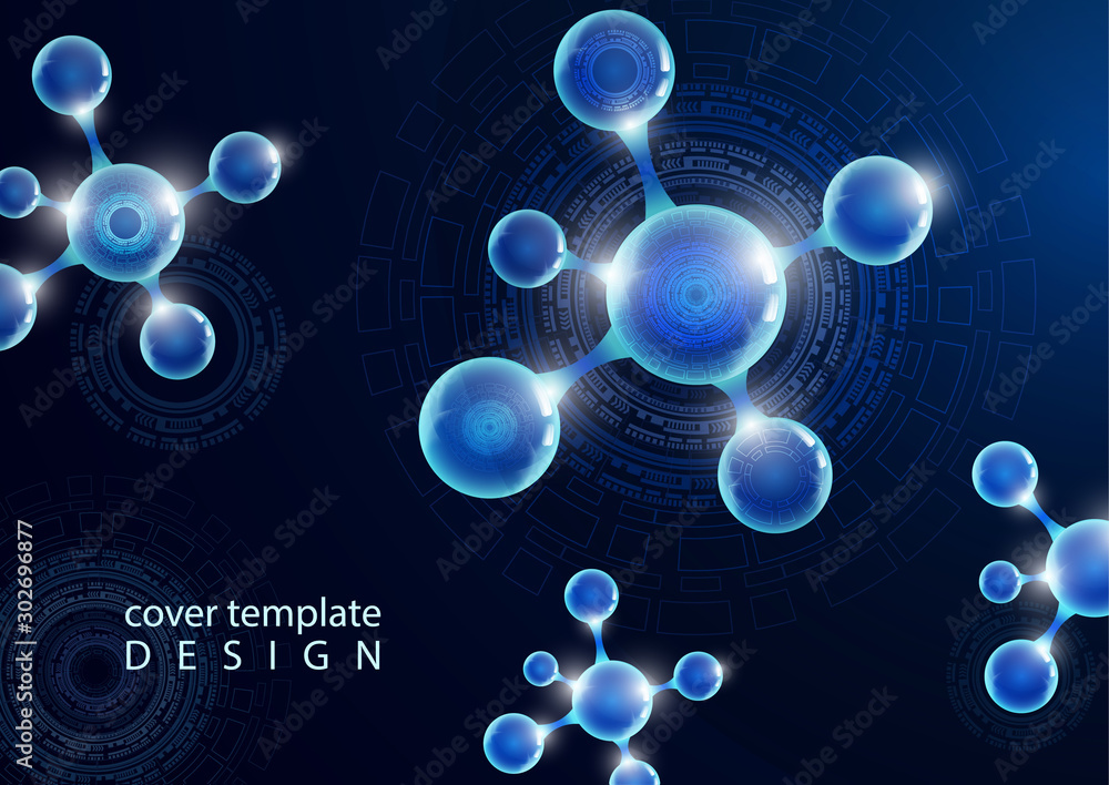 Abstract design of molecules. The concept of scientific technology. Futuristic background for medicine, science, technology, chemistry, physics. Abstract design of molecules. The concept of scientific technology. Futuristic background for medicine, science, technology, chemistry, physics.