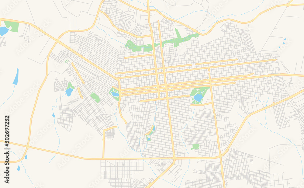 Printable street map of Dourados, Brazil