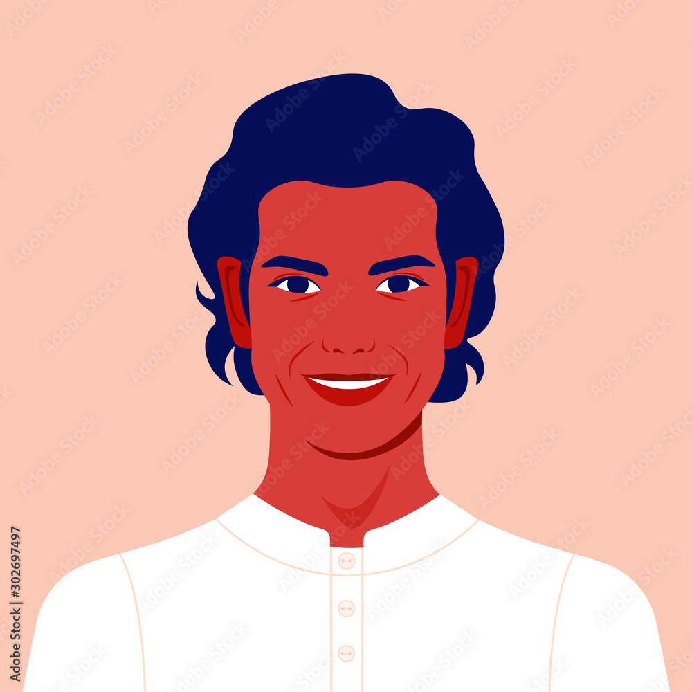 Portrait of a happy guy. Avatar of a smiling young man. Vector flat illustration Portrait of a happy guy. Avatar of a smiling young man. Vector flat illustration