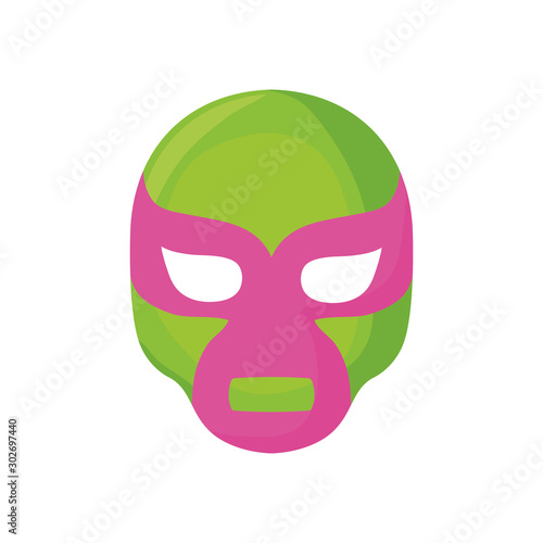 mexican wrestler mask, wrestling on white background