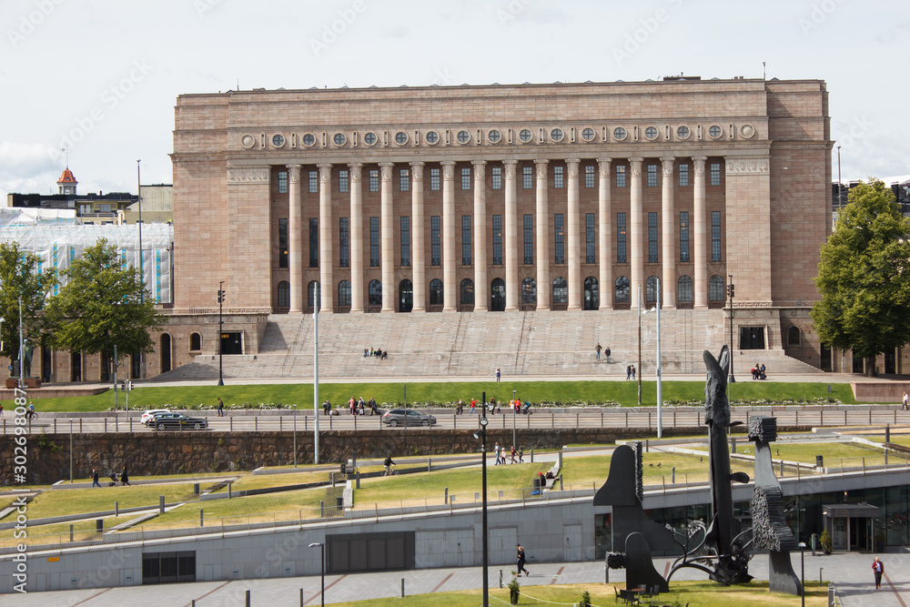 View of the parliament building in Helsinki. View of the Finnish ...