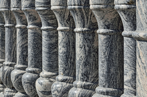 Fotografía Beautiful gray marble balustrade illuminated by the bright sun
