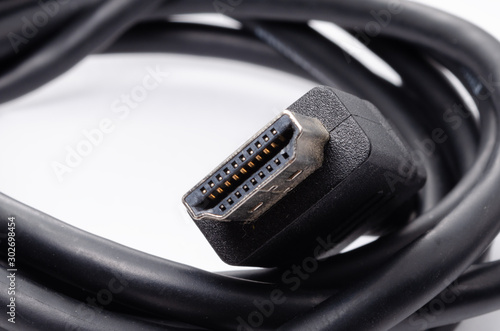 HDMI cable plug close up isolated on white
