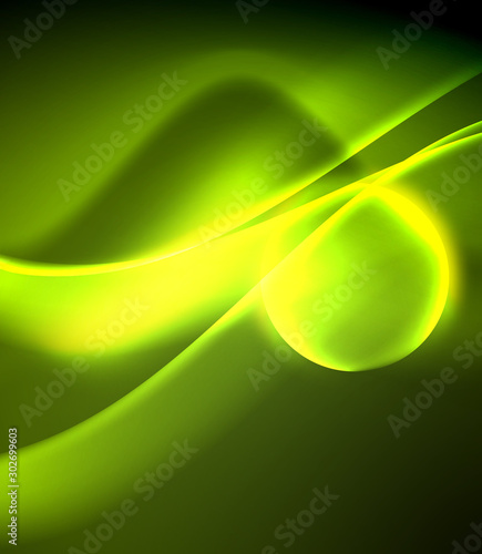 Shiny color bright neon abstract wave template. Abstract bright light. Neon light glowing effect. Space background. Abstract shape