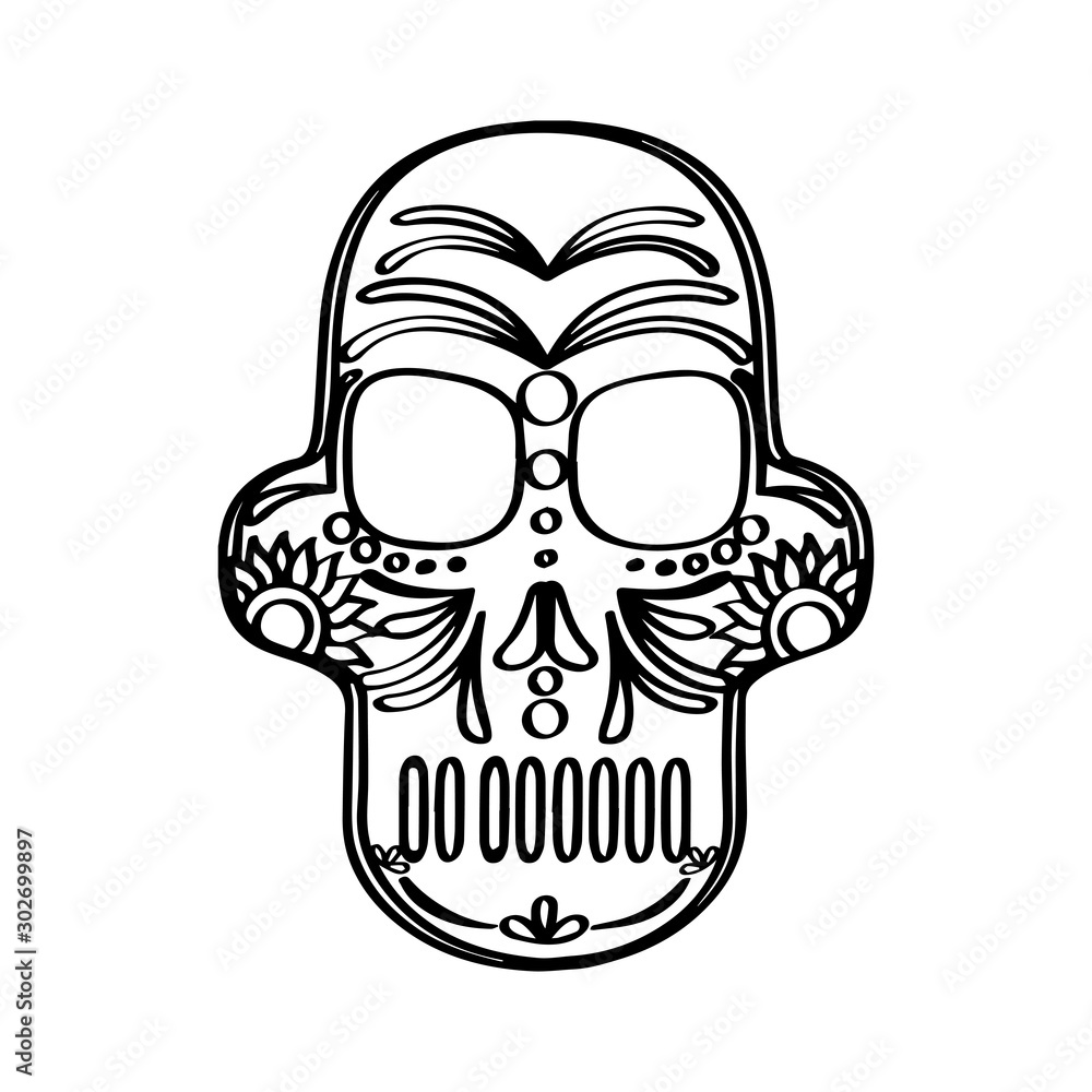 Fototapeta premium Outline of a mexican skull - Vector illustration
