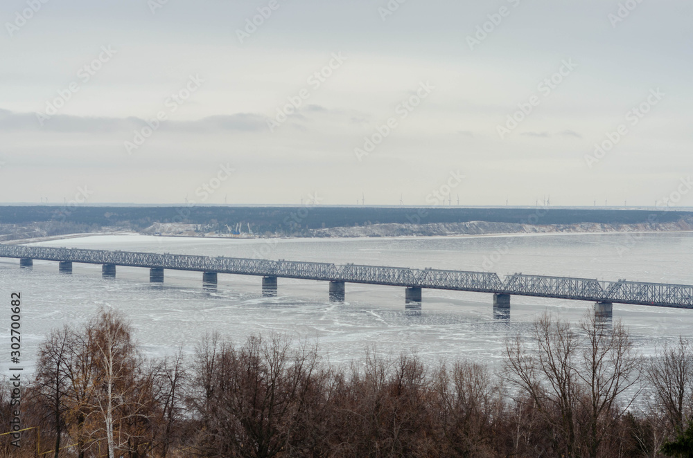 View over Volga river at winter, UIyanovsk
