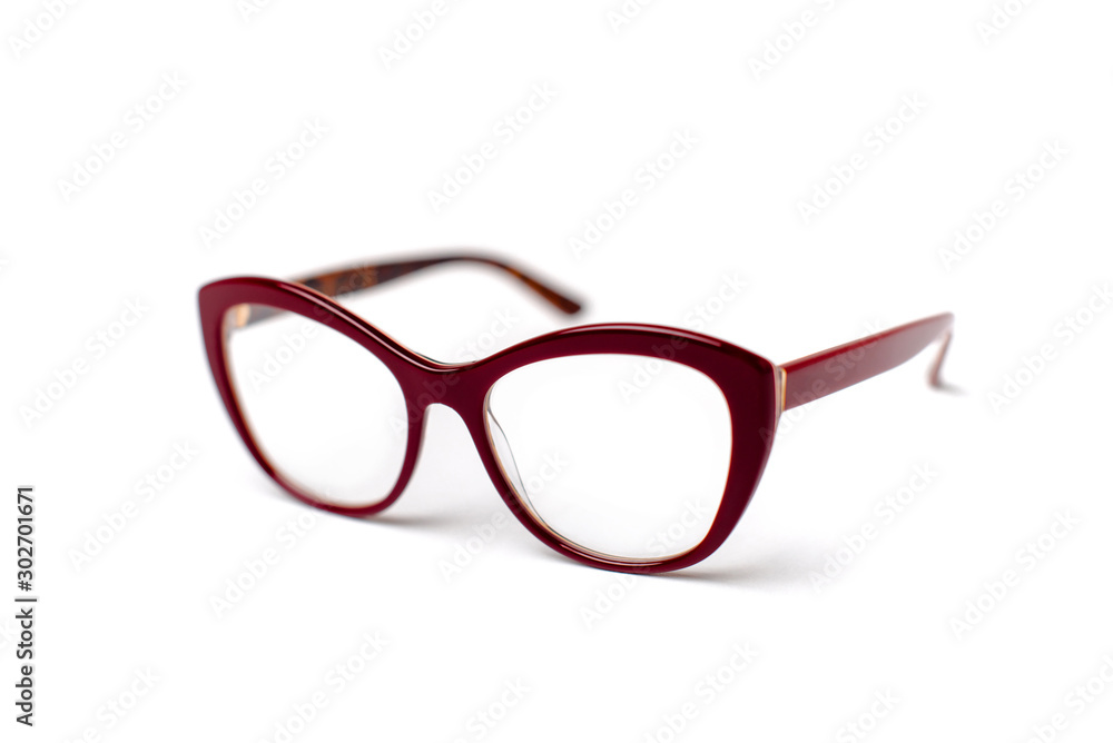 cool red glasses on an isolated, white background cool red glasses on an isolated, white background