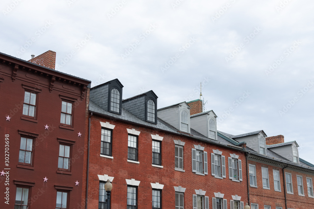 A Row of Old Brick Buildings in Georgetown of Washington D.C.