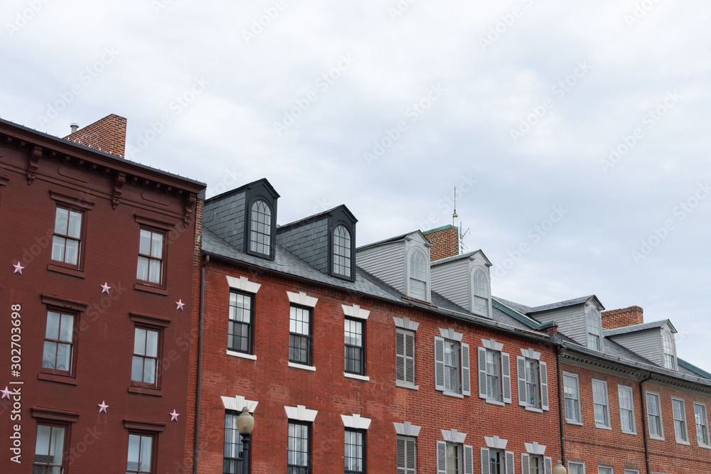 A Row of Old Brick Buildings in Georgetown of Washington D.C. A Row of Old Brick Buildings in Georgetown of Washington D.C.