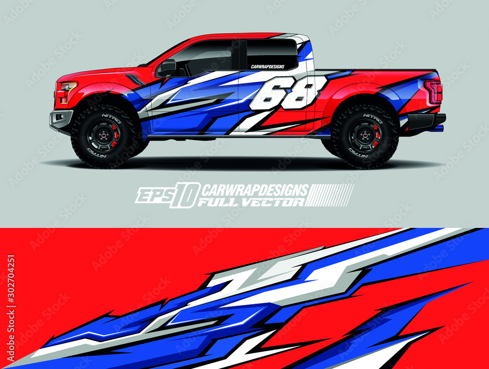 Truck graphics wrap designs. Abstract racing and sport background for racing livery or daily use car vinyl sticker. Full vector eps 10.