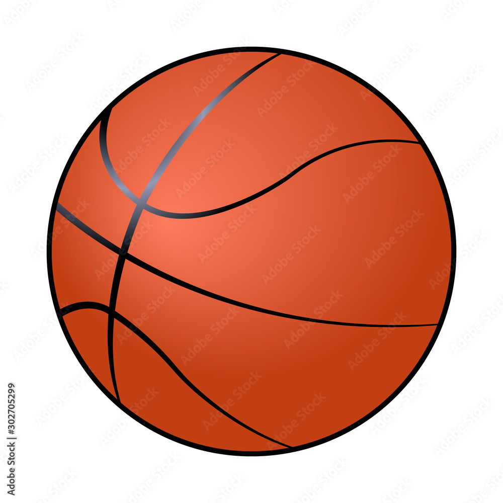 Basketball ball realistic orange simple flat vector stock illustration isolated eps10