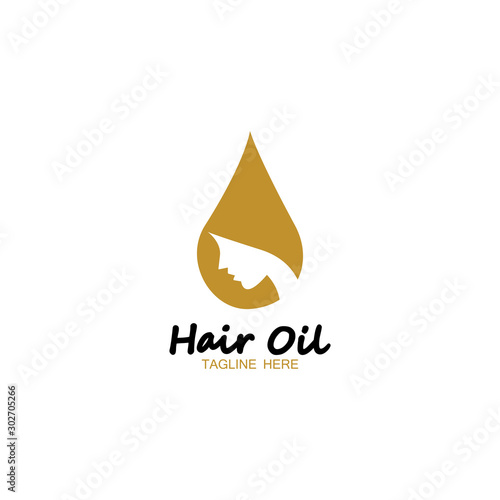 hair oil essential logo with drop oil and hair logo symbol-vector